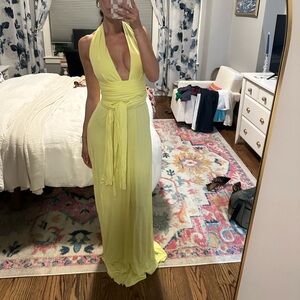 BCBGMaxAzria Yellow Halter Gown
